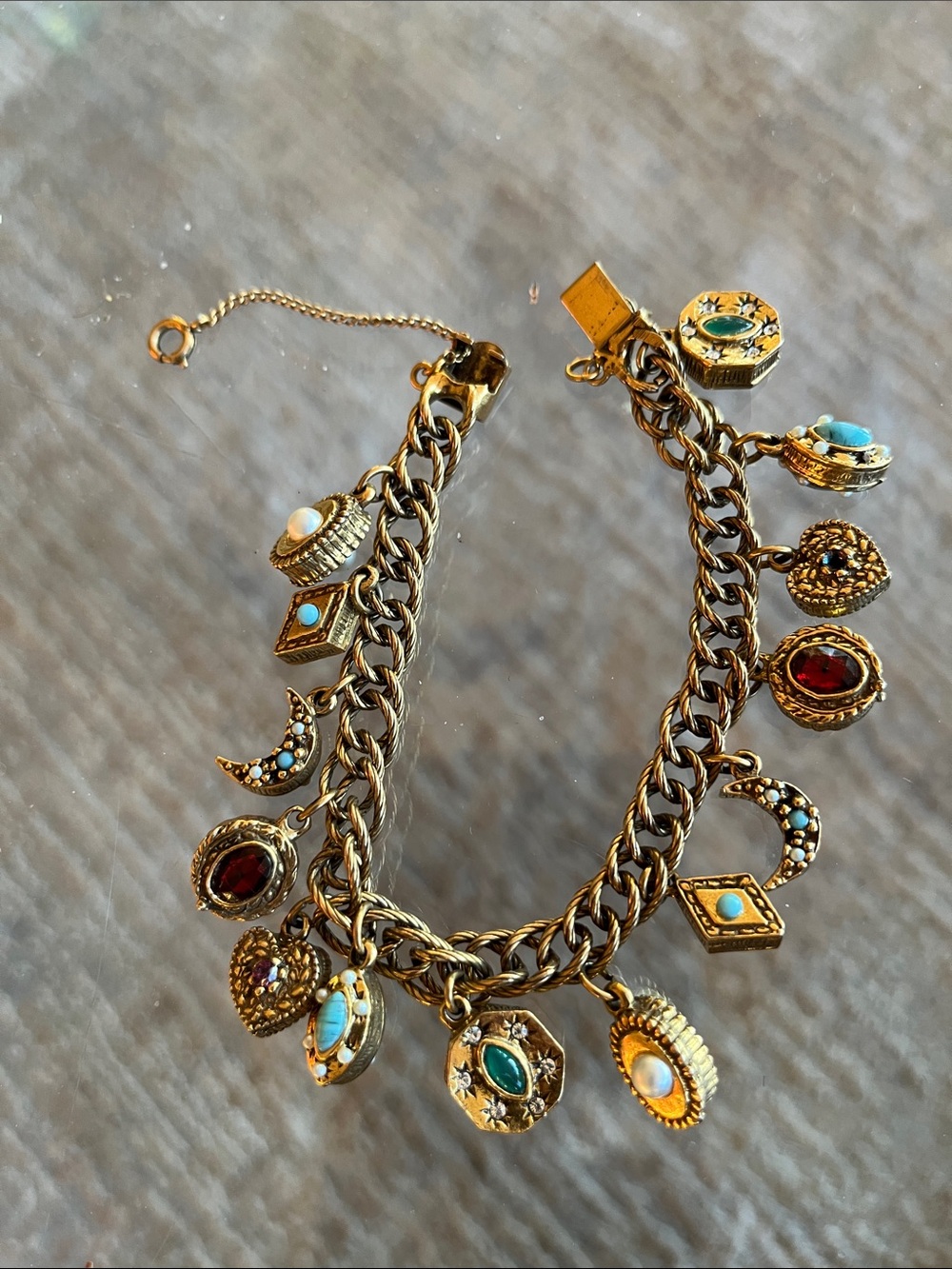 Vintage Gold-Tone Victorian Charm Bracelet